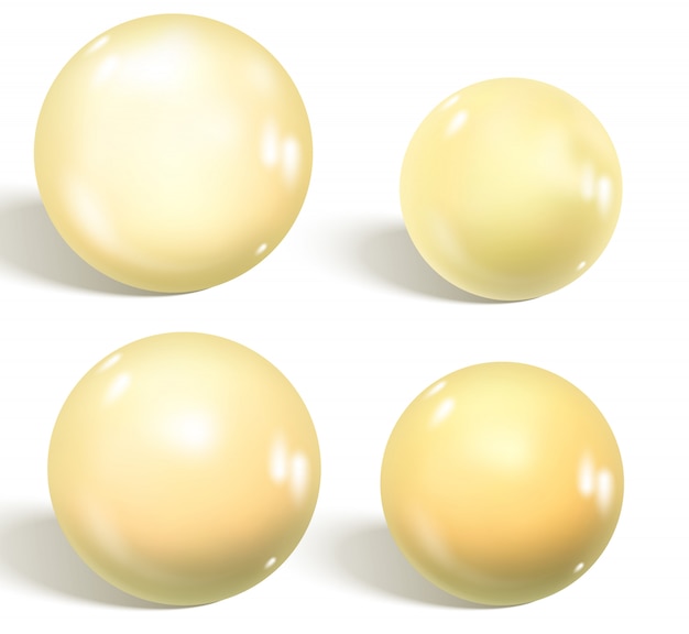 White glossy spheres isolated on white