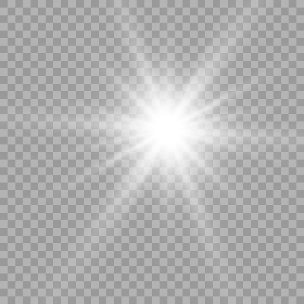 White glowing light. beautiful star light from the rays. sun with lens flare. bright beautiful star. sunlight.