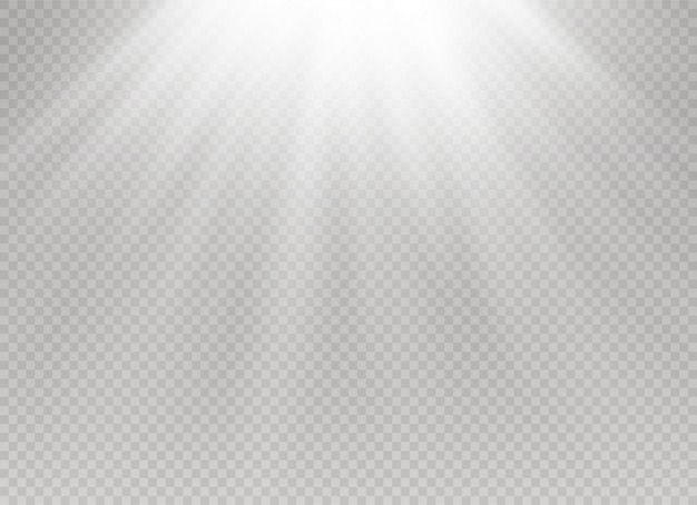 White glowing light burst explosion on transparent background.