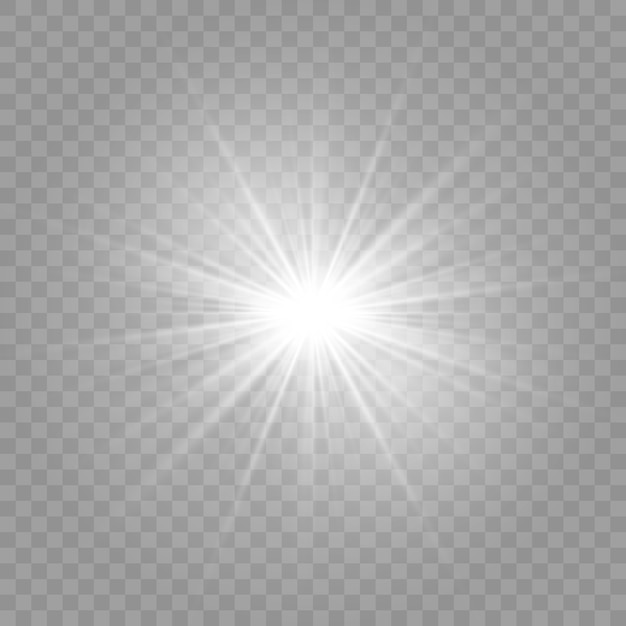 Vector white glowing light burst explosion with transparent.