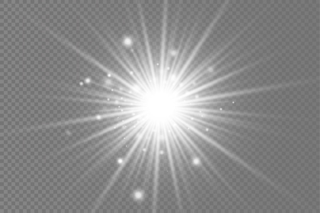 White glowing light burst glow bright star sun rays light effect flare of sunshine