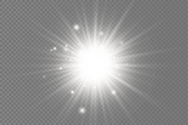 White glowing light burst glow bright star sun rays light effect flare of sunshine