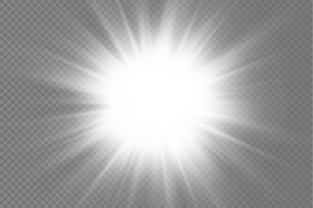 White glowing light burst glow bright star sun rays light effect flare of sunshine