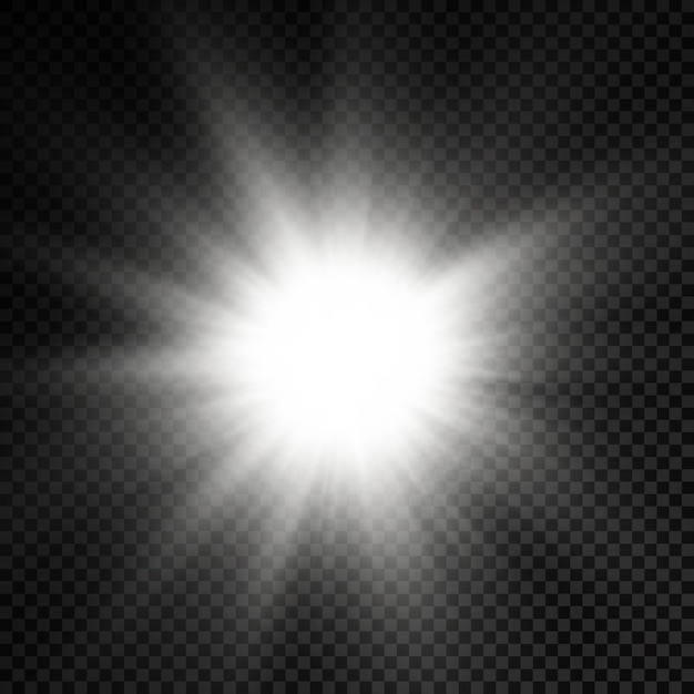Luce bianca incandescente scoppio bagliore luminoso stella raggi solari effetto luce bagliore del sole