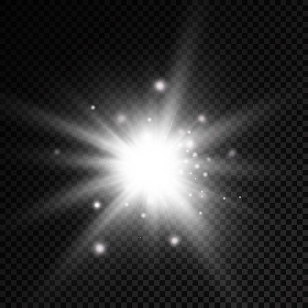 ベクトル 白く光る光バースト光る明るい星太陽光線光効果太陽光のフレア