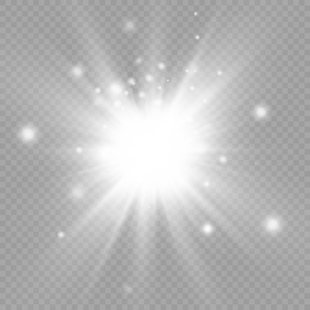 White glowing light burst glow bright stars sun rays light effect flare of sunshine