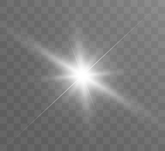 White glowing light explodes on a transparent background Bright Star Transparent shining sun brig