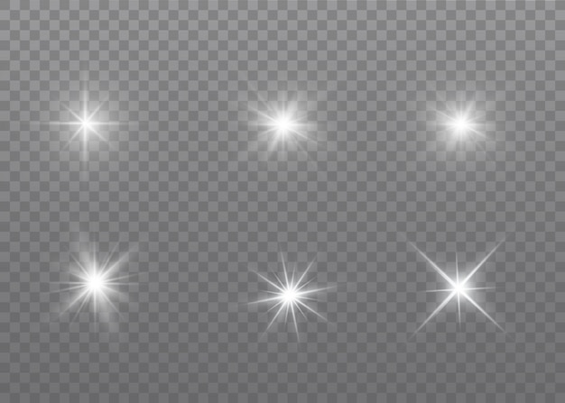 White glowing light explodes on a transparent background. Bright Star.