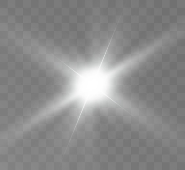 White glowing light explodes on a transparent background bright star