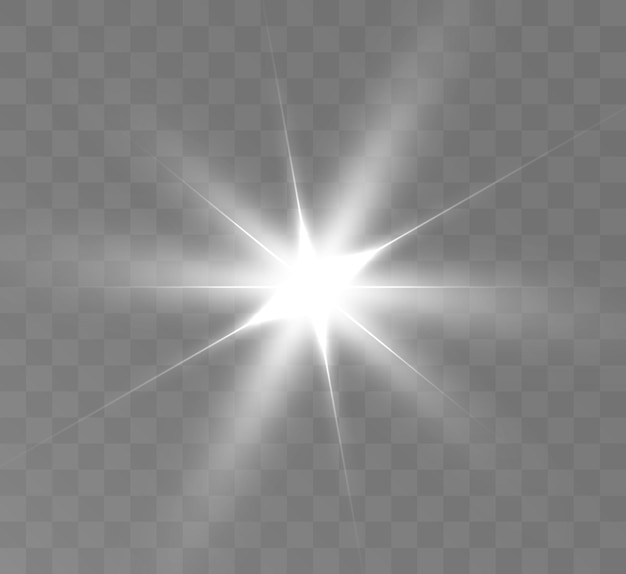 White glowing light explodes on a transparent background Bright Star