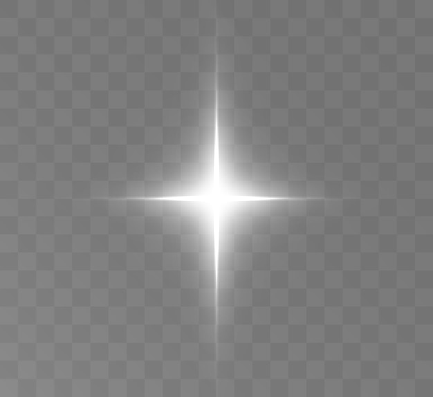 White glowing light explodes on a transparent background Bright Star