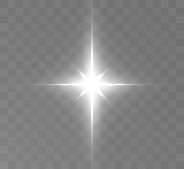 White glowing light explodes on a transparent background Bright Star