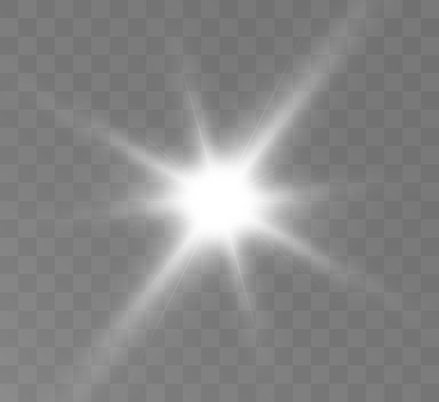 White glowing light explodes on a transparent background Bright Star