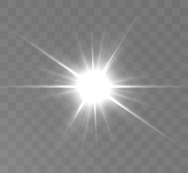 White glowing light explodes on a transparent background Bright Star