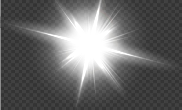 Vector white glowing light explodes on a transparent background sparkling magical dust particles