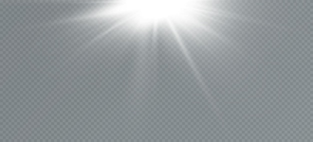 White glowing light explodes on a transparent background with ray Transparent shining sunbright