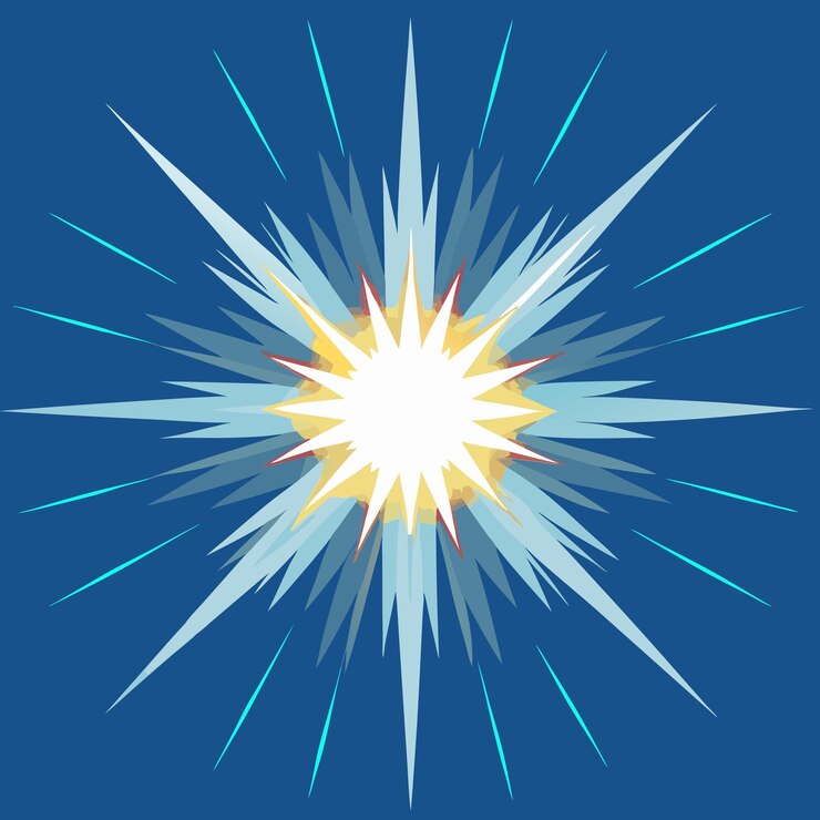 Vector white glowing light explosions