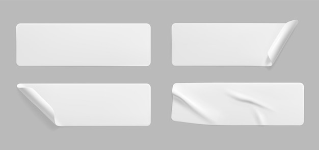 カールした角のテンプレートセットが付いている白い接着されたしわくちゃのステッカー