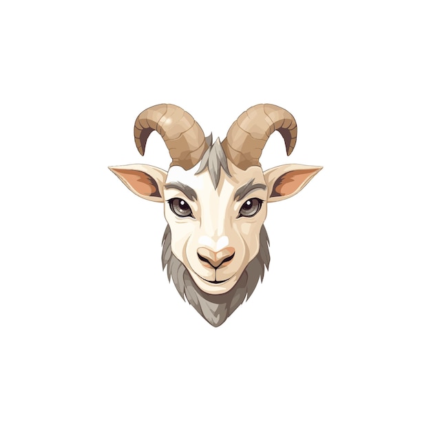 White goat face mascot vector illustration isolated on background mountain goat with big horns