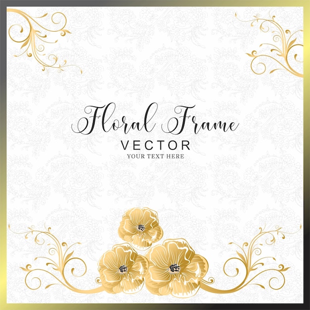 A white and gold background with a floral frame.