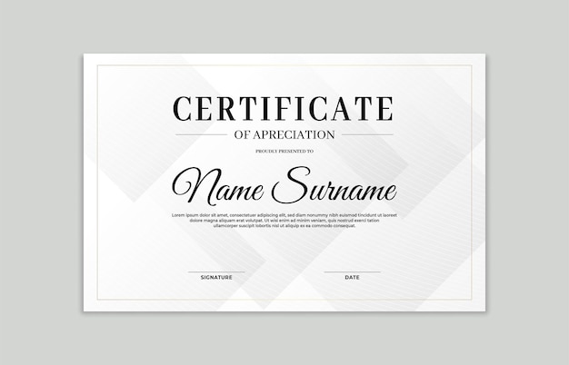 White and gold certificate border template For appreciation business and education needs