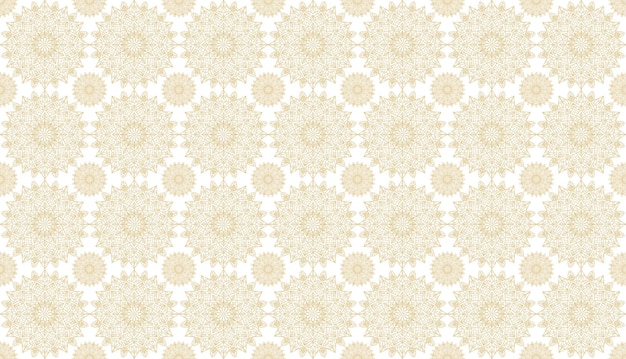 White and Gold Color Circular Floral Mandala Ornaments pattern background