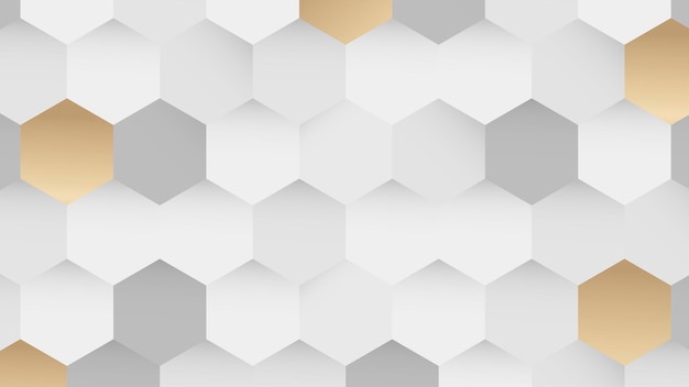 White and gold hexagon pattern background vector