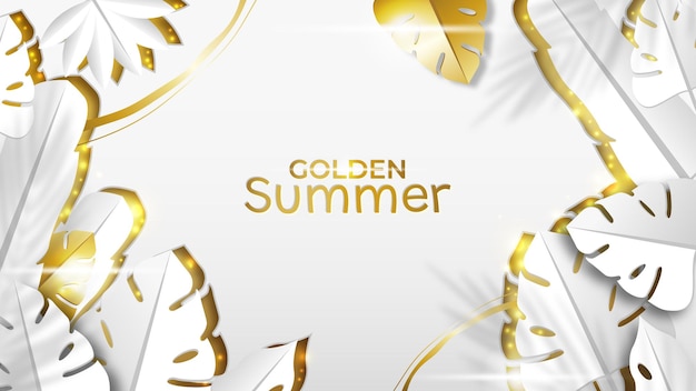 White and Gold Summer Theme Background