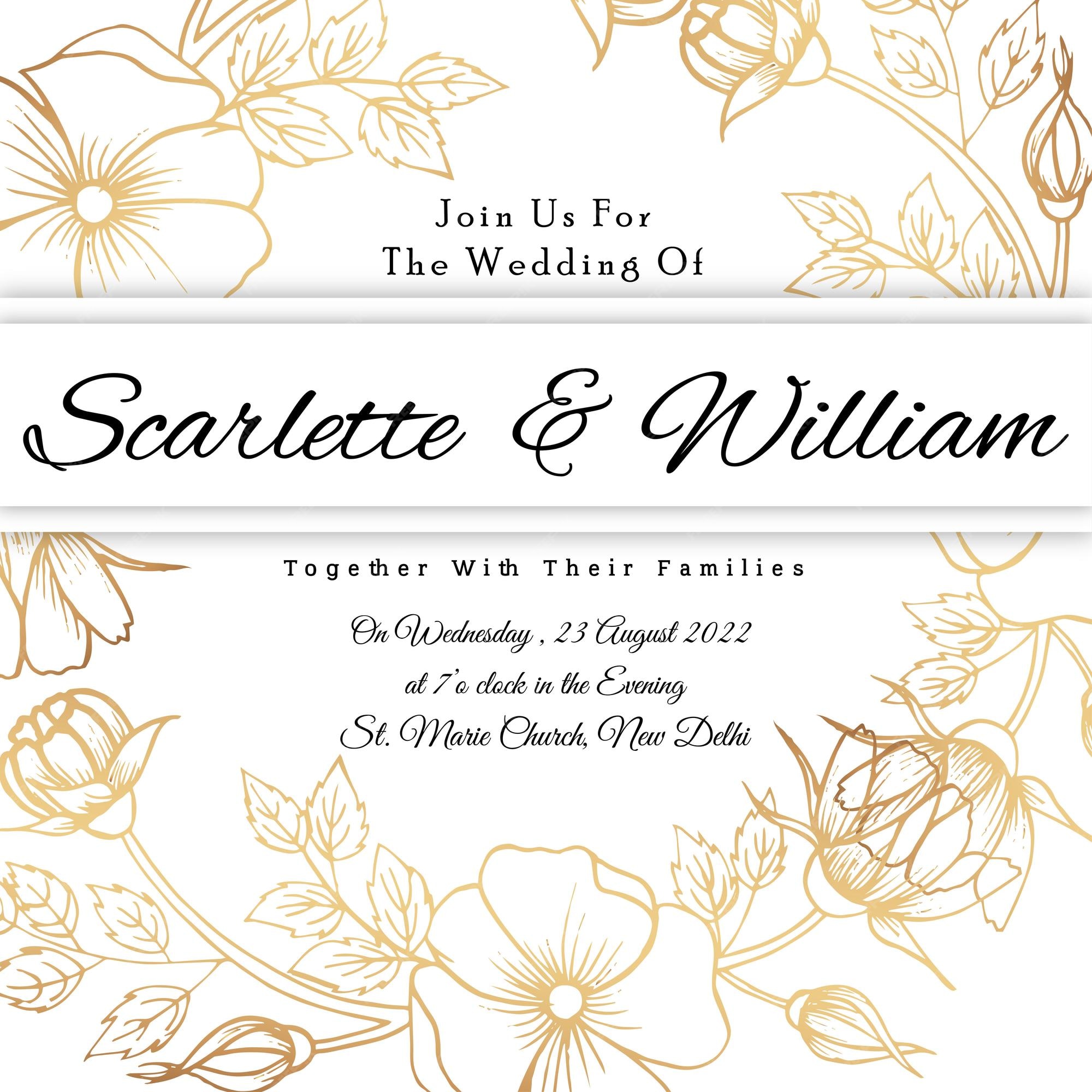 Premium Vector | White golden flowers colourful wedding invitation  background multipurpose card