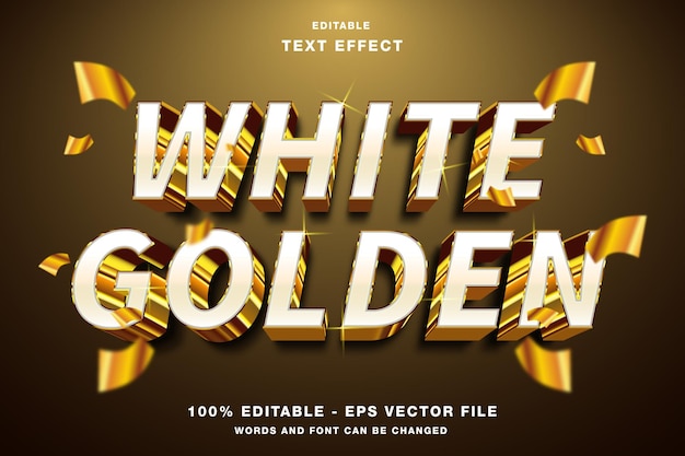 Vector white golden luxury 3d editable text effect