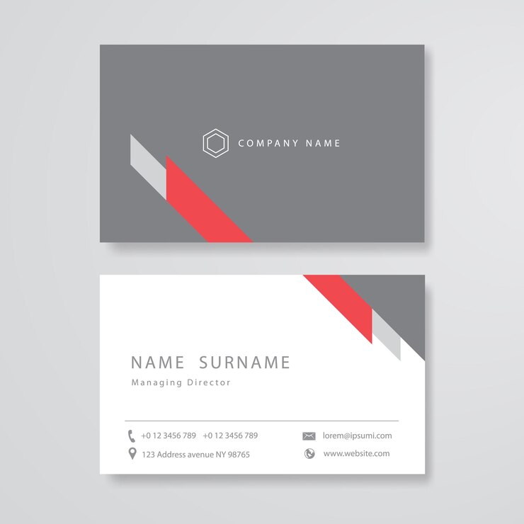 Vector white and gray design business card flat template vector