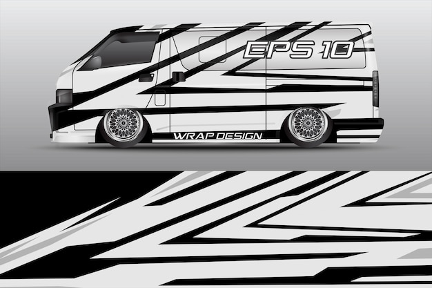 Бело-серый Premium Cargo Sport Van Car Sticker Wrap иллюстрация