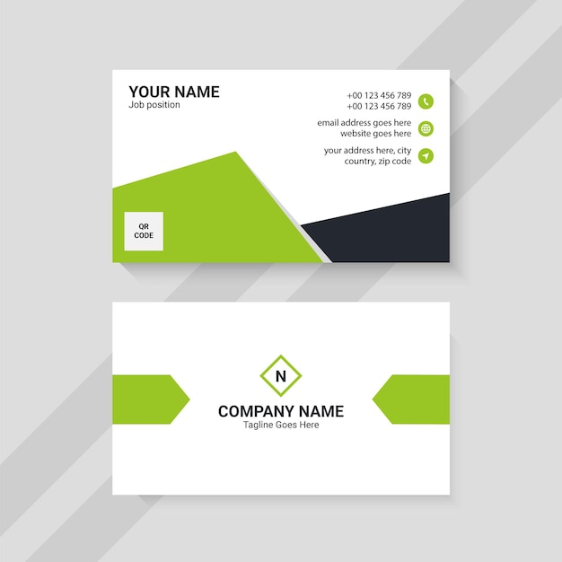 white and green creative business card template