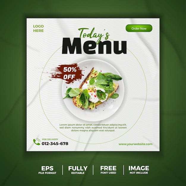 White green todays menu social media flyer banner