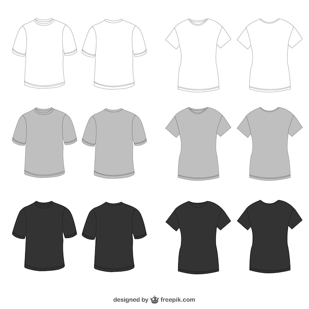Vector white, grey and black tees