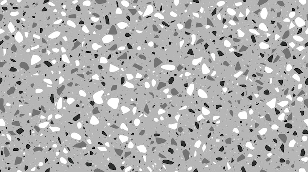 Vector white grey and black terrazzo mosaic tile pattern