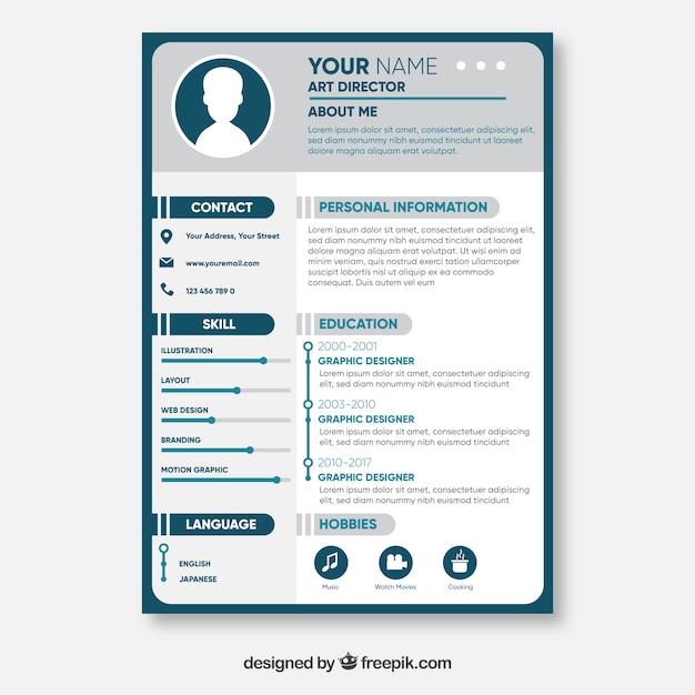 White and grey resume concept