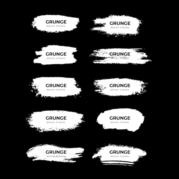 White grunge brush stroke collection