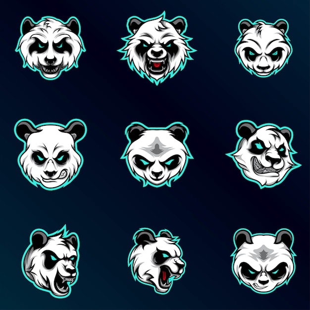 Vector white head panda set