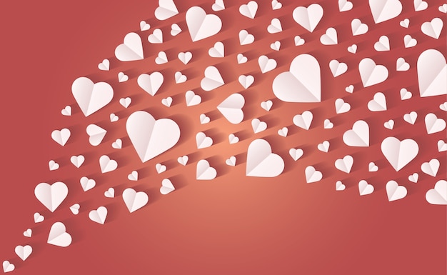 Vector white heart on red background