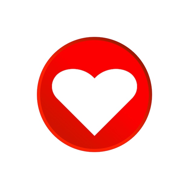 White Heart on red round icon