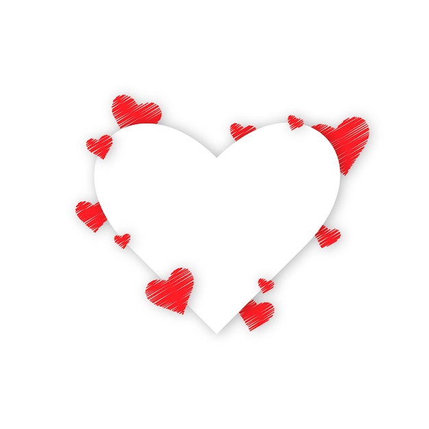 Vector white heart with red hearts with space for text