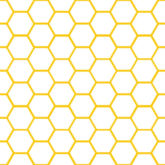 White honeycomb seamless pattern with yellow background