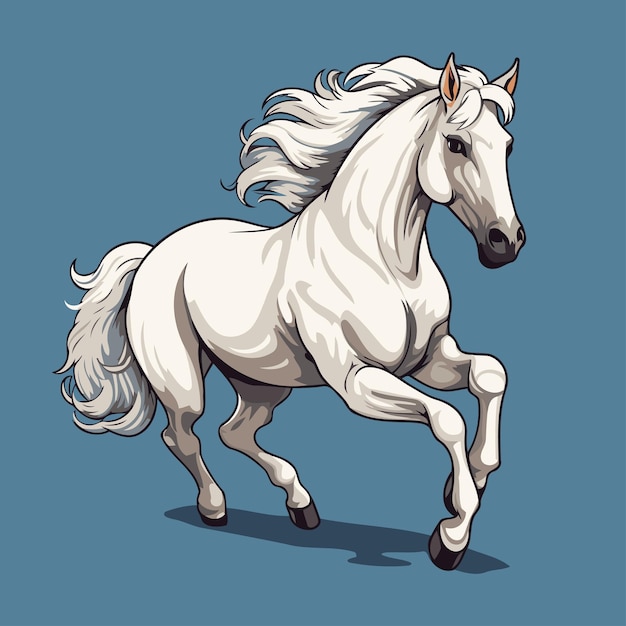 White horse on a blue background vector illustration for your design