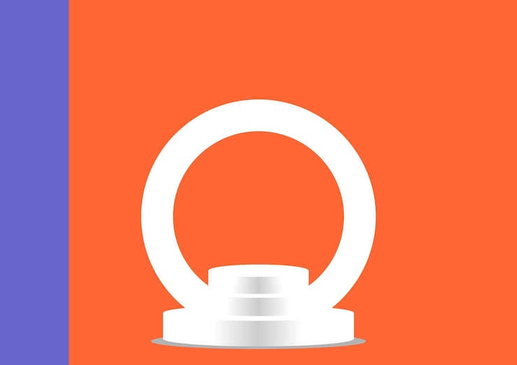 Vector a white horseshoe with a white ring on it