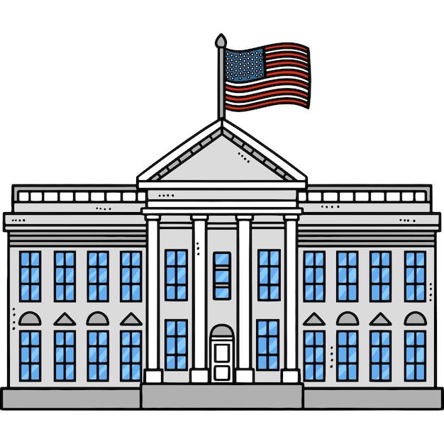 The White House Cartoon Clipart Illustration