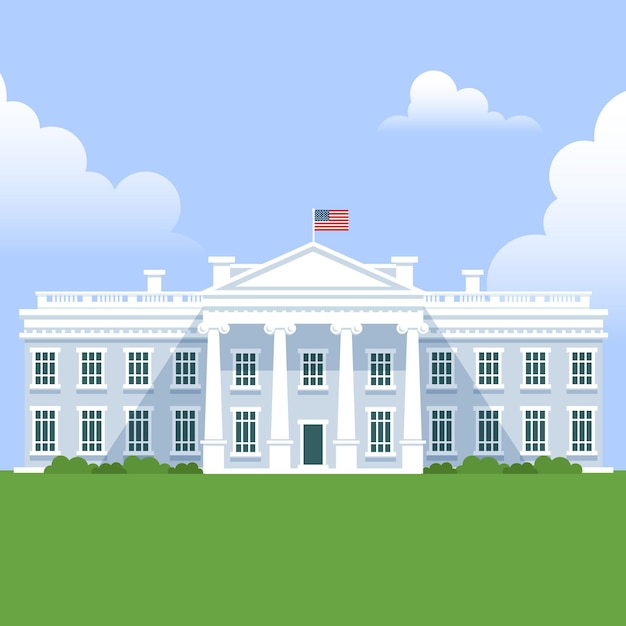 Vector white house illustration in flat design