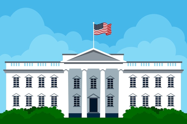 Vector white house illustration in flat design