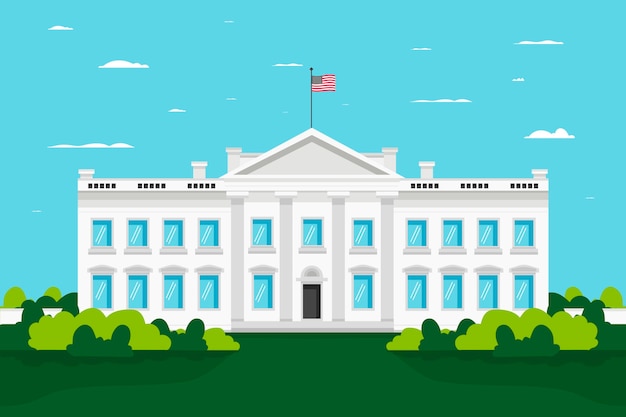 Vector white house illustration in flat design
