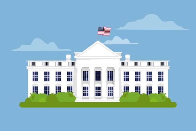 Vector white house illustration in flat design